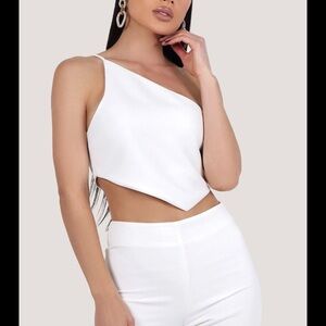 Zara Elegant White Asymmetrical Women's Top